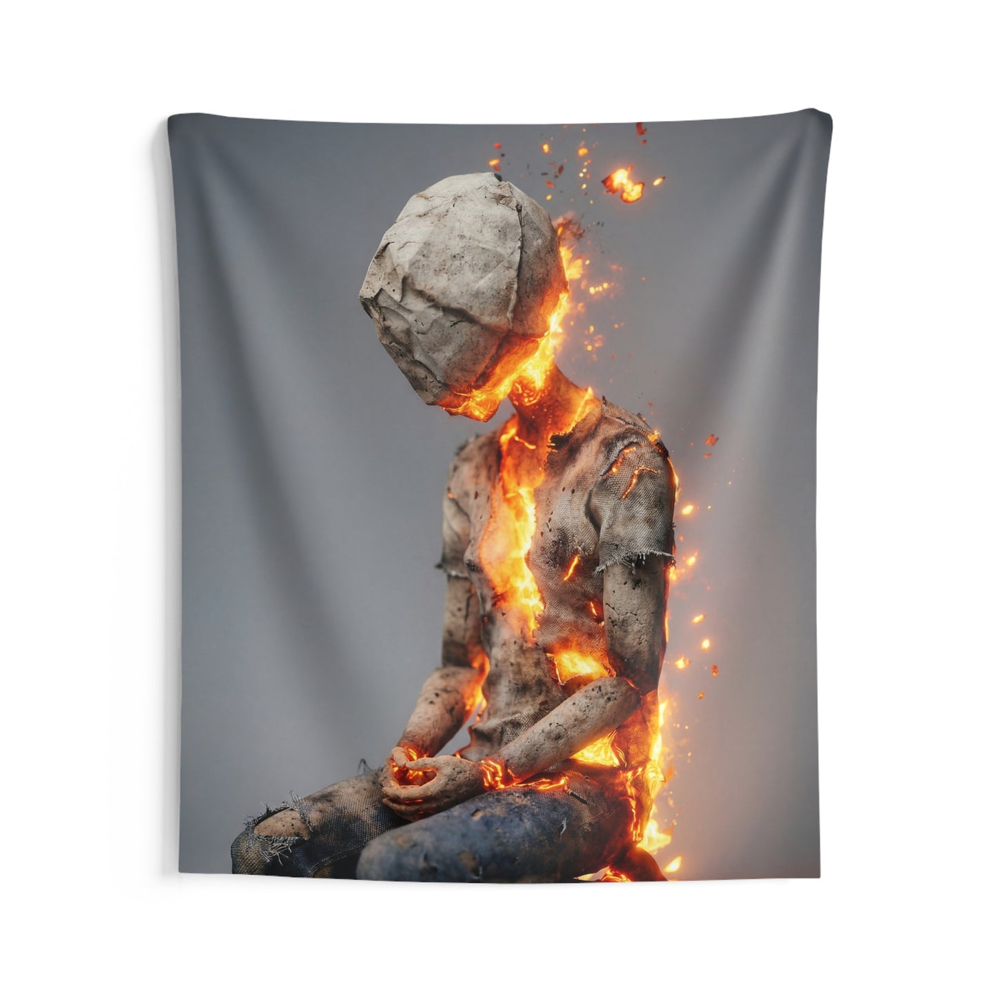 Fiery Rebirth Figure Indoor Wall Tapestries – Embers of Inner Awakening