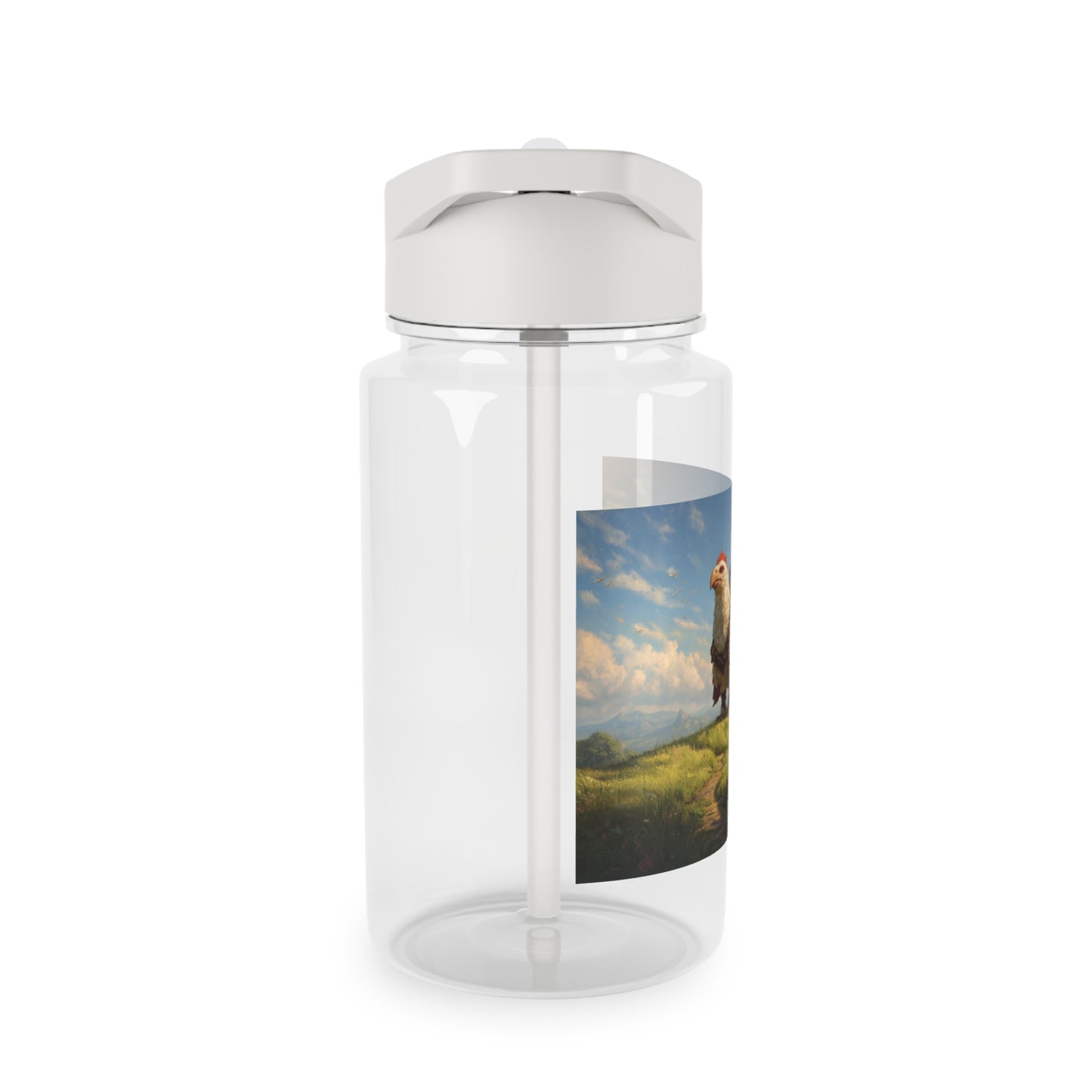 Feathered Mountain Guide Tritan Water Bottle – White Plume Horizon Companion