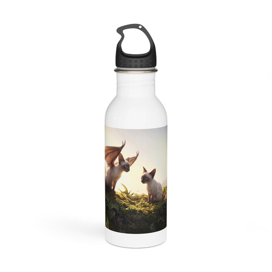 Dragonwing Kittens Stainless Steel Water Bottle – Morning Light in the Ancient Grove