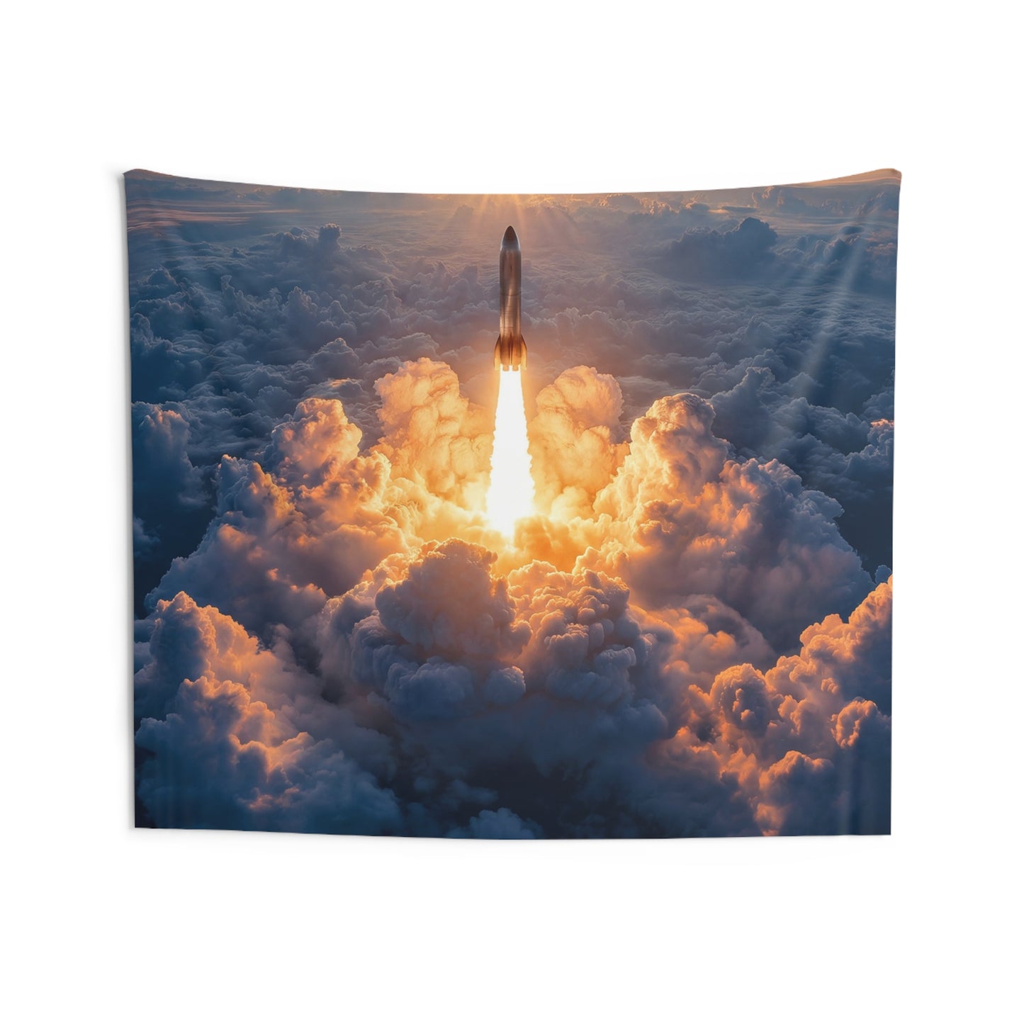 Rocket Ascension Indoor Wall Tapestries – Dawn’s Celestial Launch