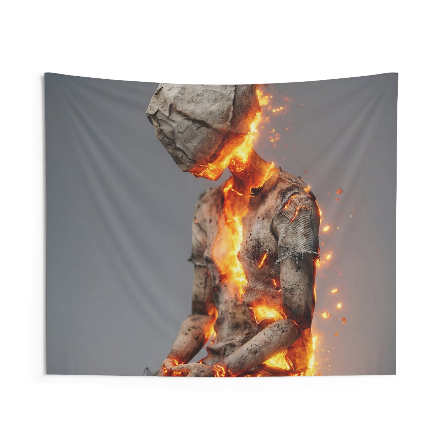 Fiery Rebirth Figure Indoor Wall Tapestries – Embers of Inner Awakening