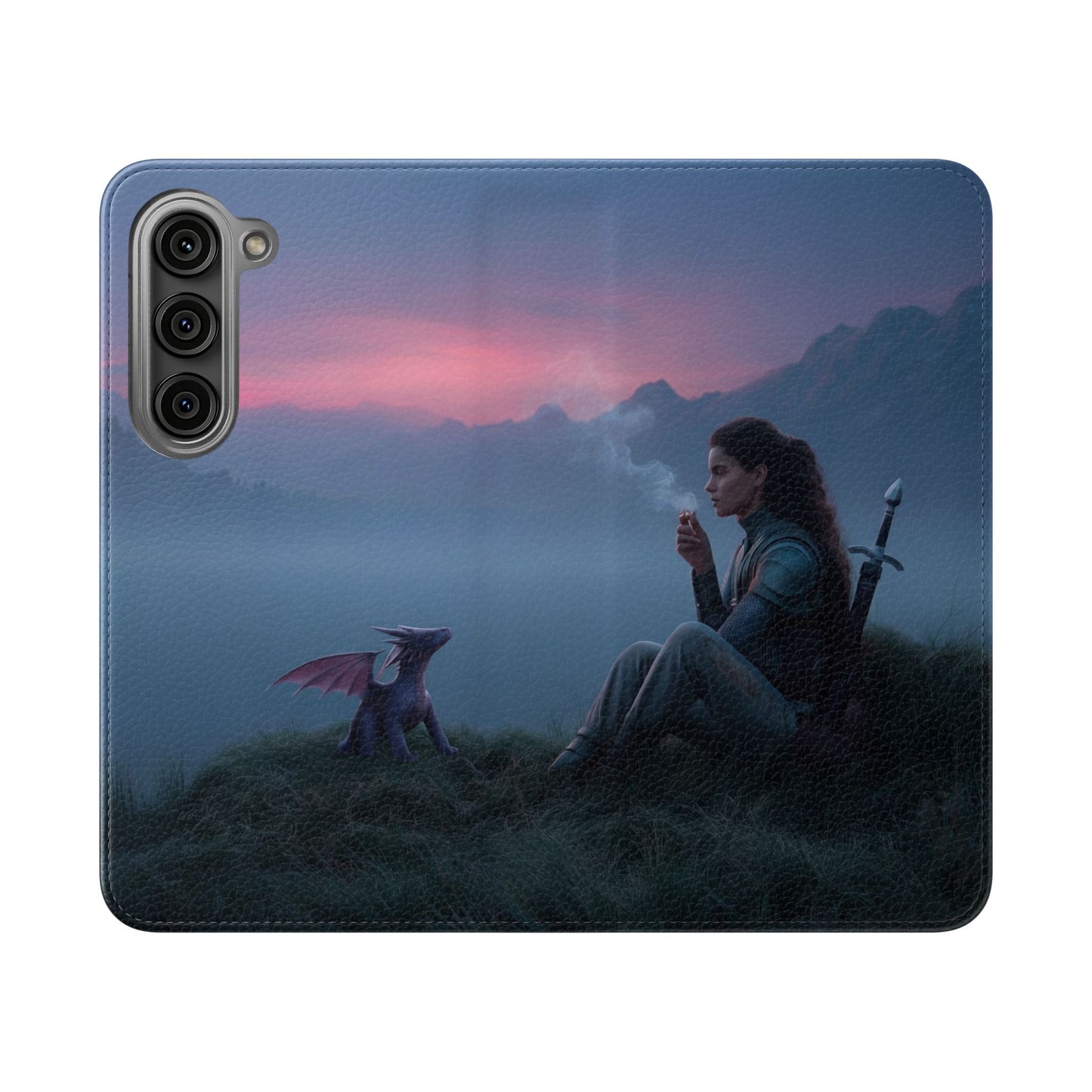 Silent Guardian Flip Cases – Misty Dawn Warrior and Dragon Companion