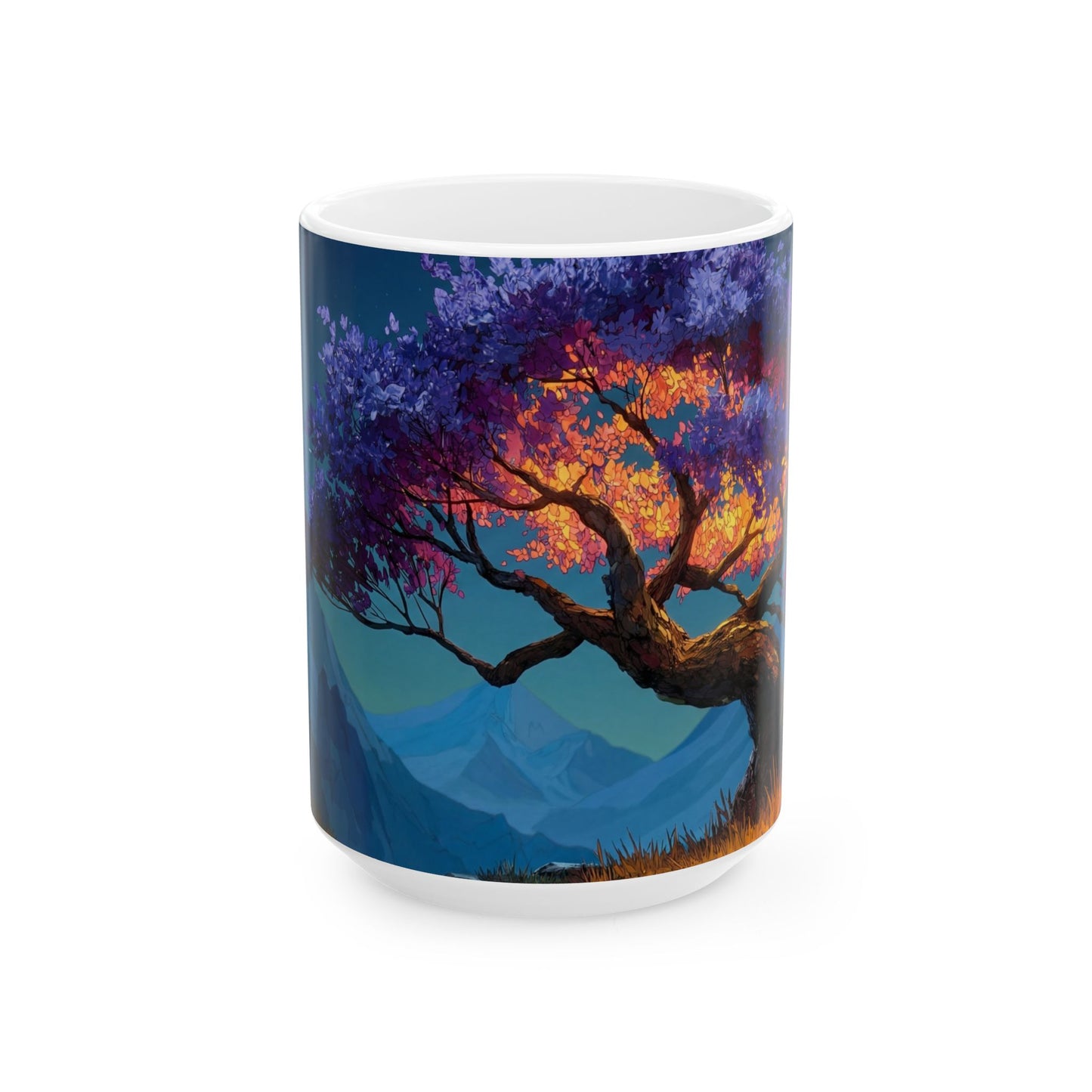 Celestial Tree Ceramic Mug – Twilight Bloom Dreamscape