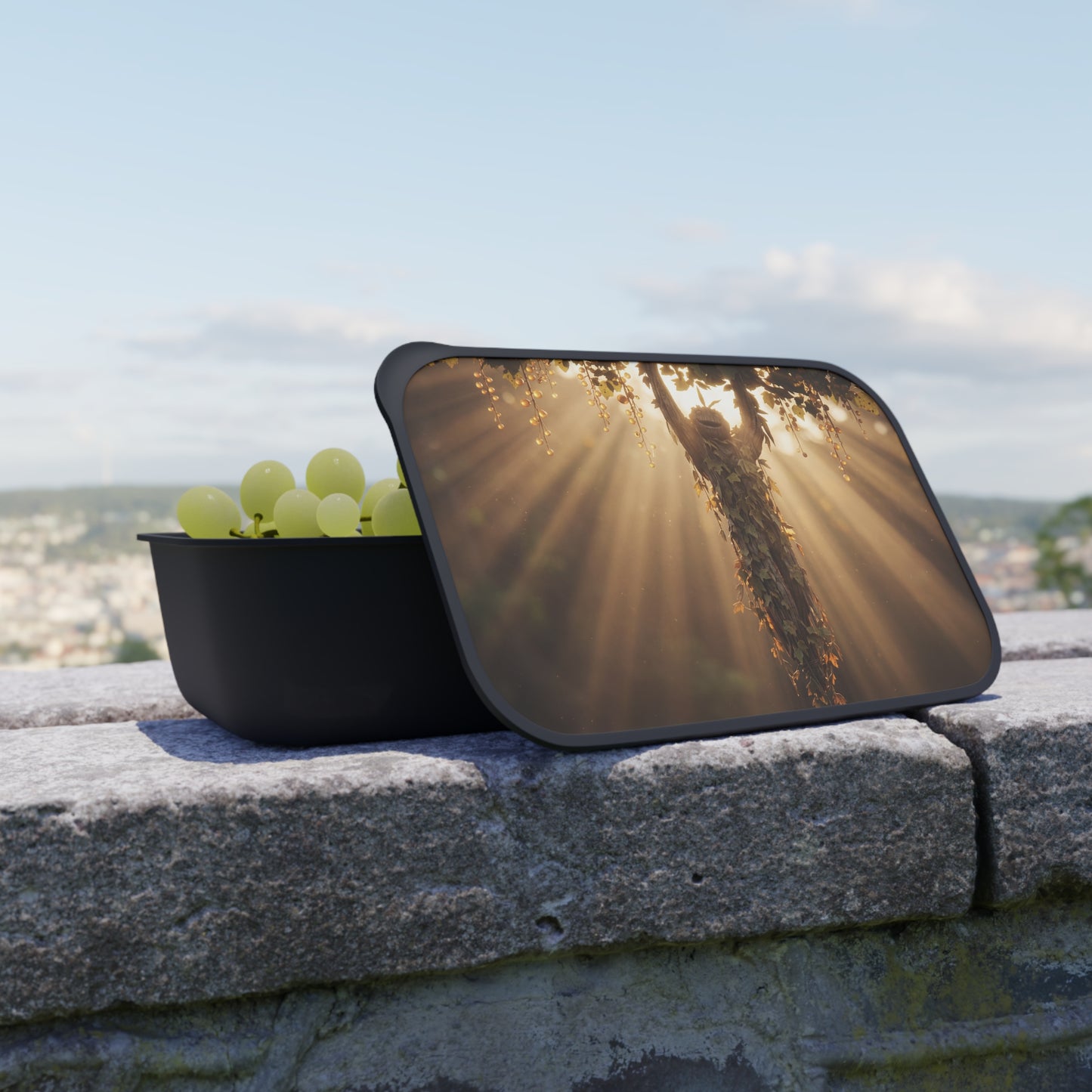 Sunbeam Tree Spirit PLA Bento Box with Band and Utensils – Golden Hour Guardian