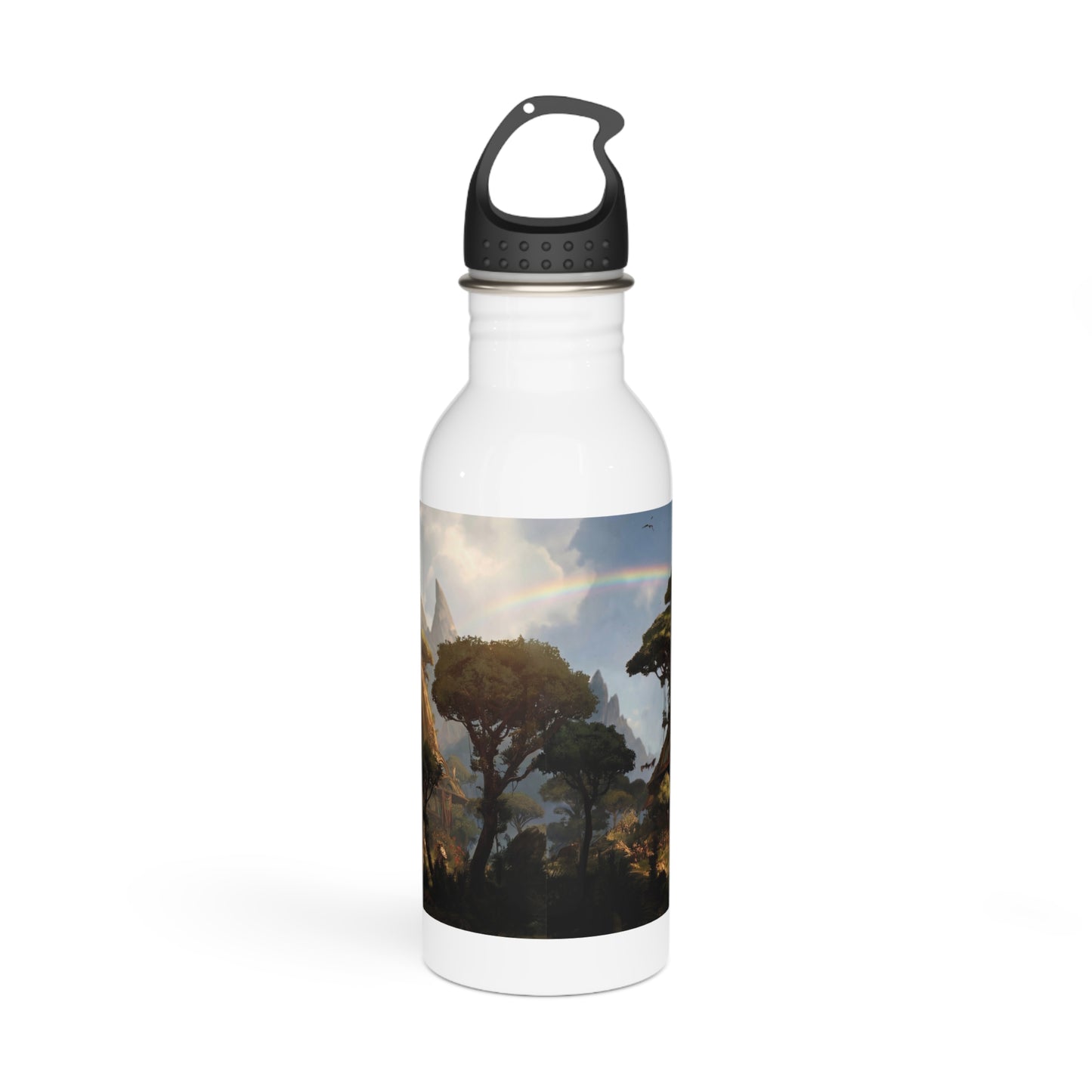 Treebridge Sanctuary Water Bottle – Where Two Realms Meet Under Twin Rainbows