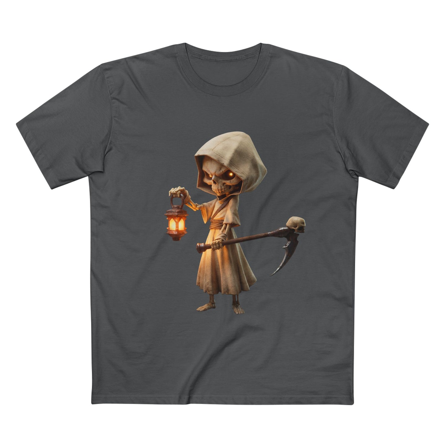 Lantern Skeleton Sentinel Adult Staple Tee – Candlelit Guardian Journey
