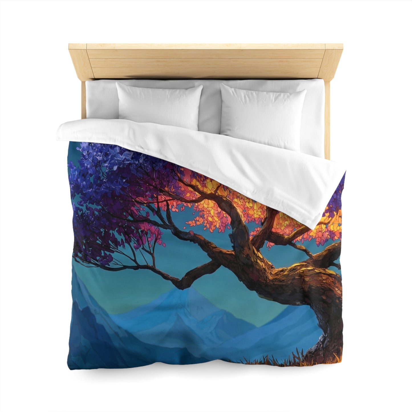 Celestial Tree Microfiber Duvet Cover – Twilight Bloom Sanctuary