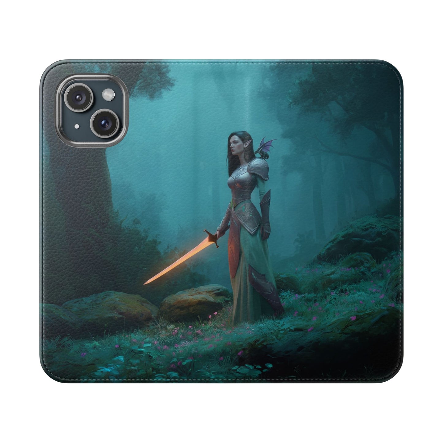 Forest Guardian Flip Cases – Elven Sentinel with Glowing Blade