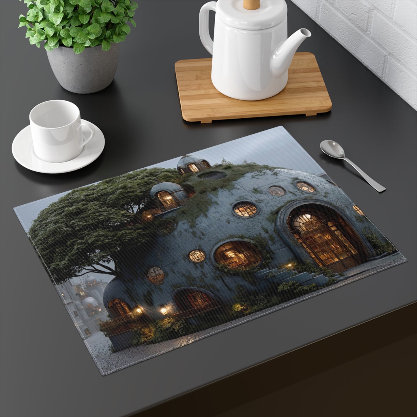 Treehouse Dome Placemat – Twilight Sanctuary in Stone and Leaf
