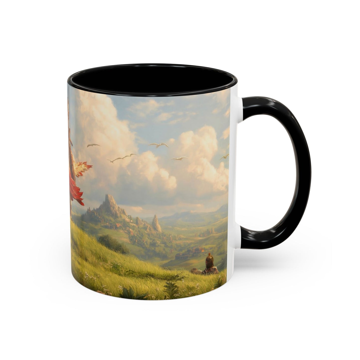 Great Aerie Pathfinder Mug – Dawn’s Flight Over Verdant Hills