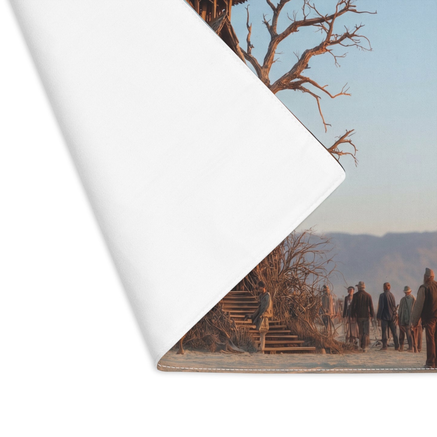 Clocktower in the Desert Placemat – Where Time Stands Still in Golden Dust