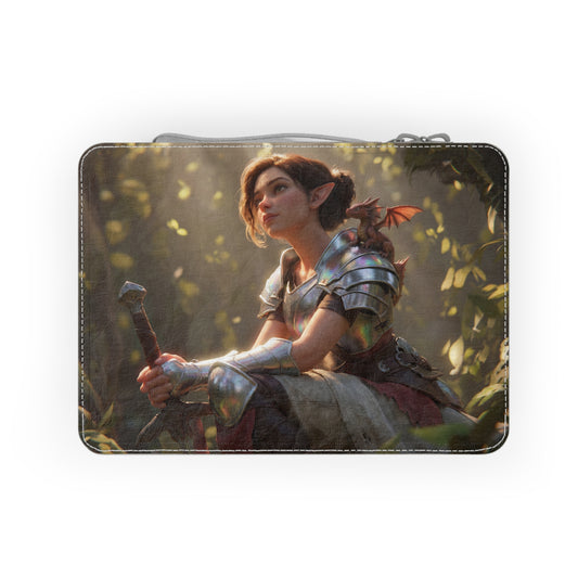 Elf Knight & Dragon Paper Lunch Bag – Iridescent Sentinel Resting Portrait