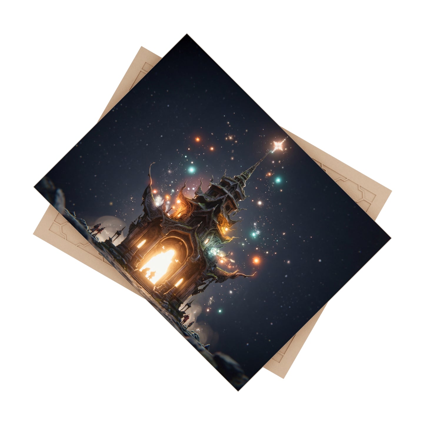 Celestial Temple Ceramic Photo Tile – Threshold of Whispering Stars