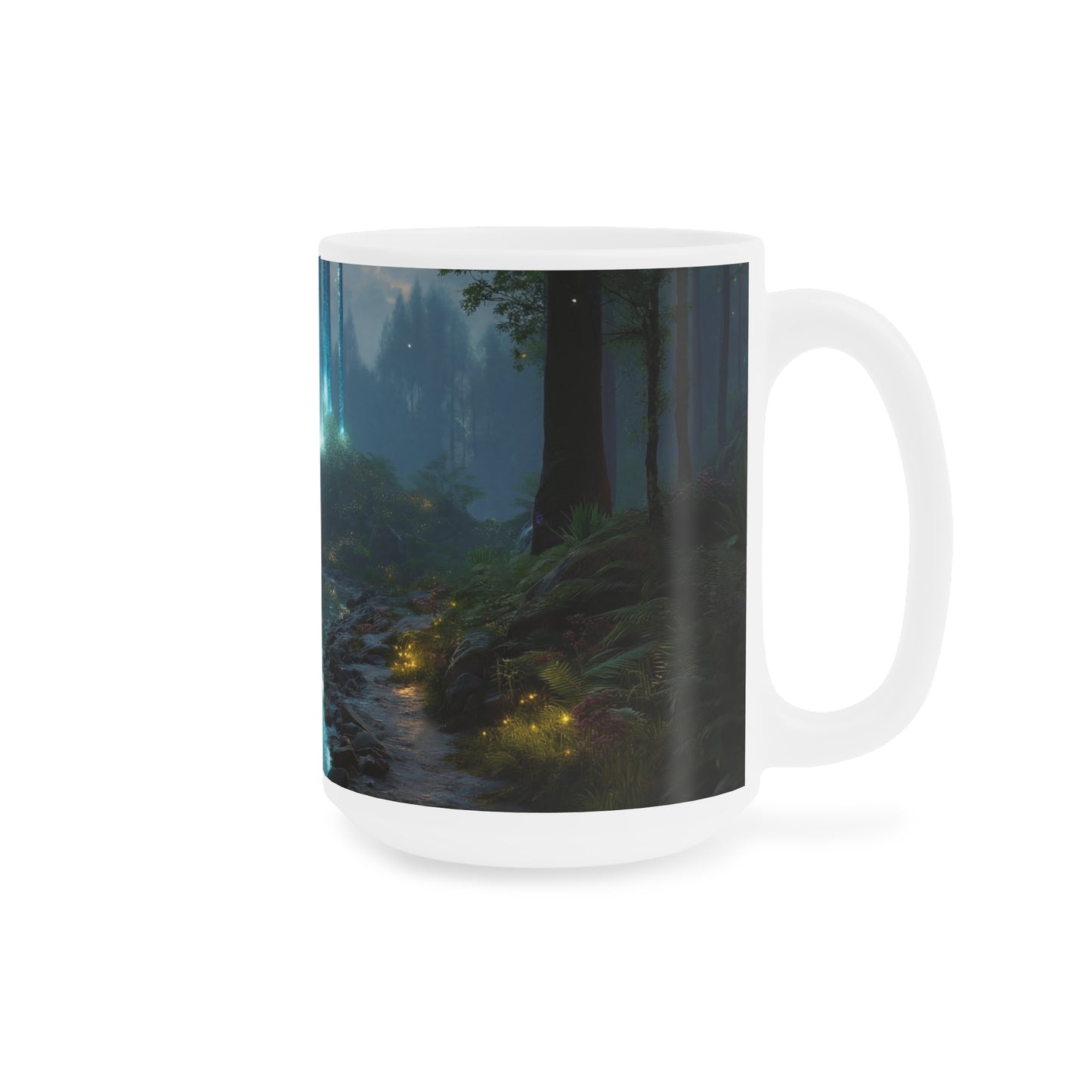 Celestial Forest Stream Ceramic Mugs (11oz\15oz\20oz) – Whispering Light in the Mist