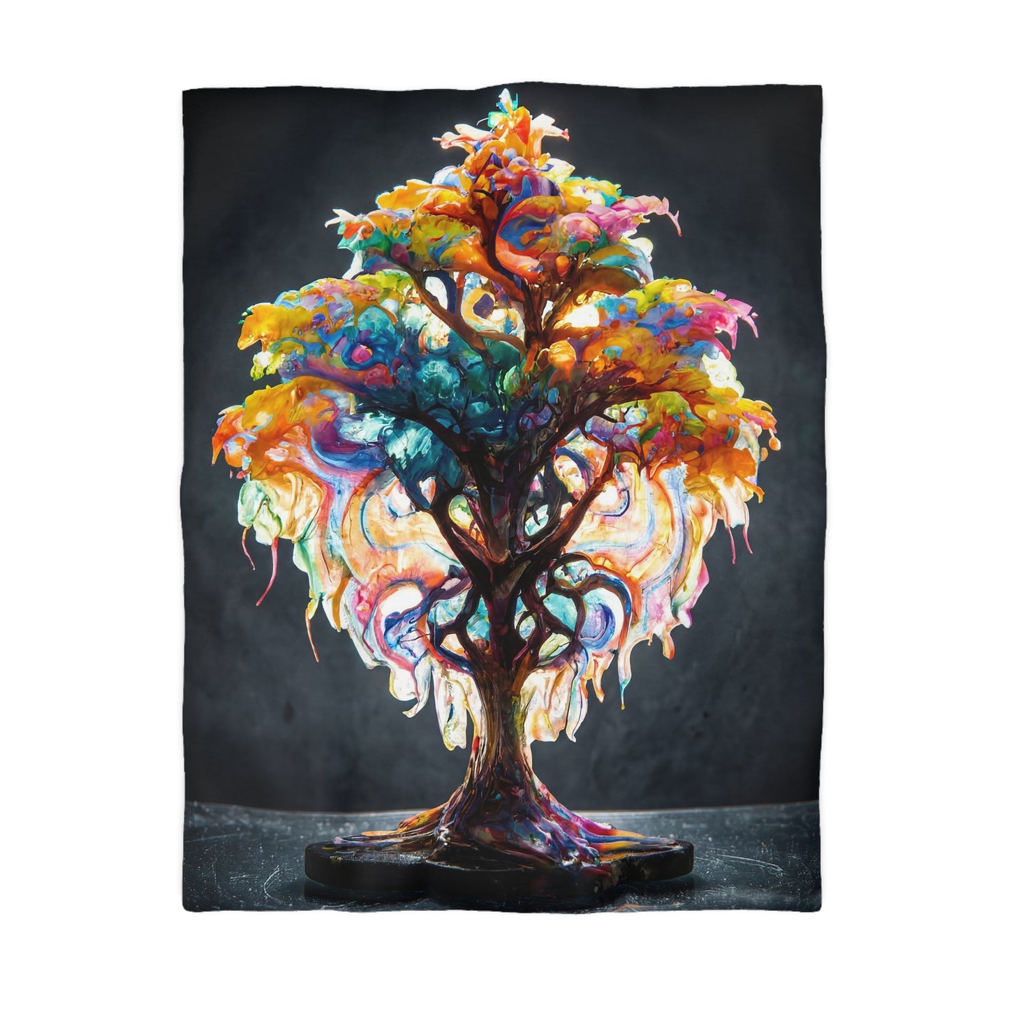 Chromatic Soul Tree Microfiber Duvet Cover – Where Color Blooms Like Light