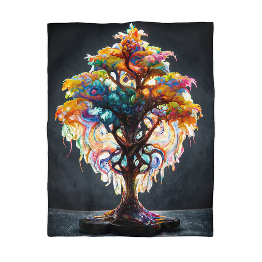 Chromatic Dream Tree Microfiber Duvet Cover – Where Color Blooms in Every Branch