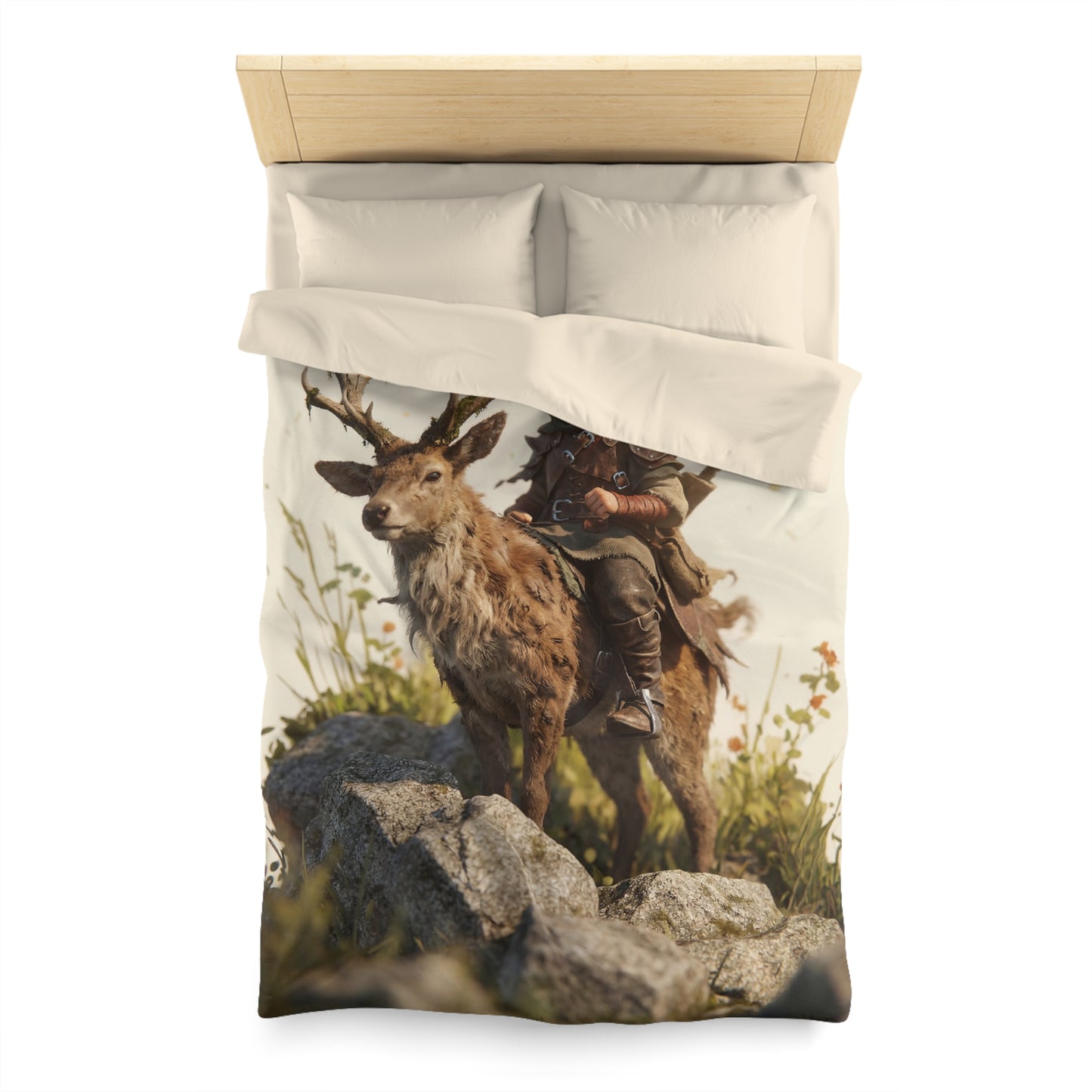 Boy with Antlered Deer Microfiber Duvet Cover – Sunset Ridge Guardian