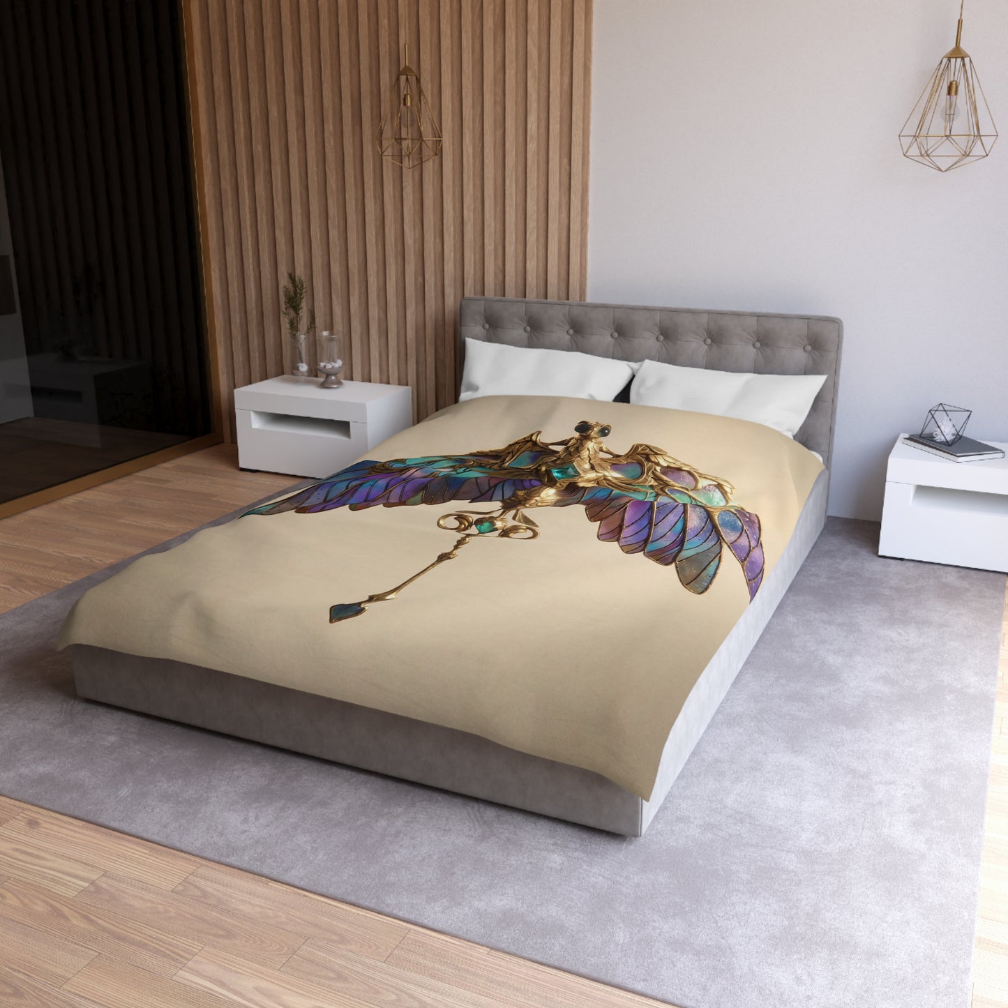 Celestial Phoenix Key Duvet Cover – Wings of Twilight and Starlight