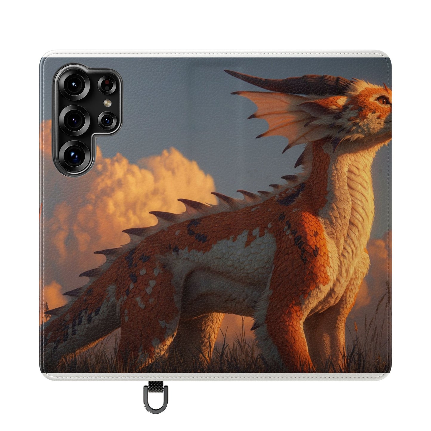 Gilded Dragon Flip Cases – Amber Sunset Guardian