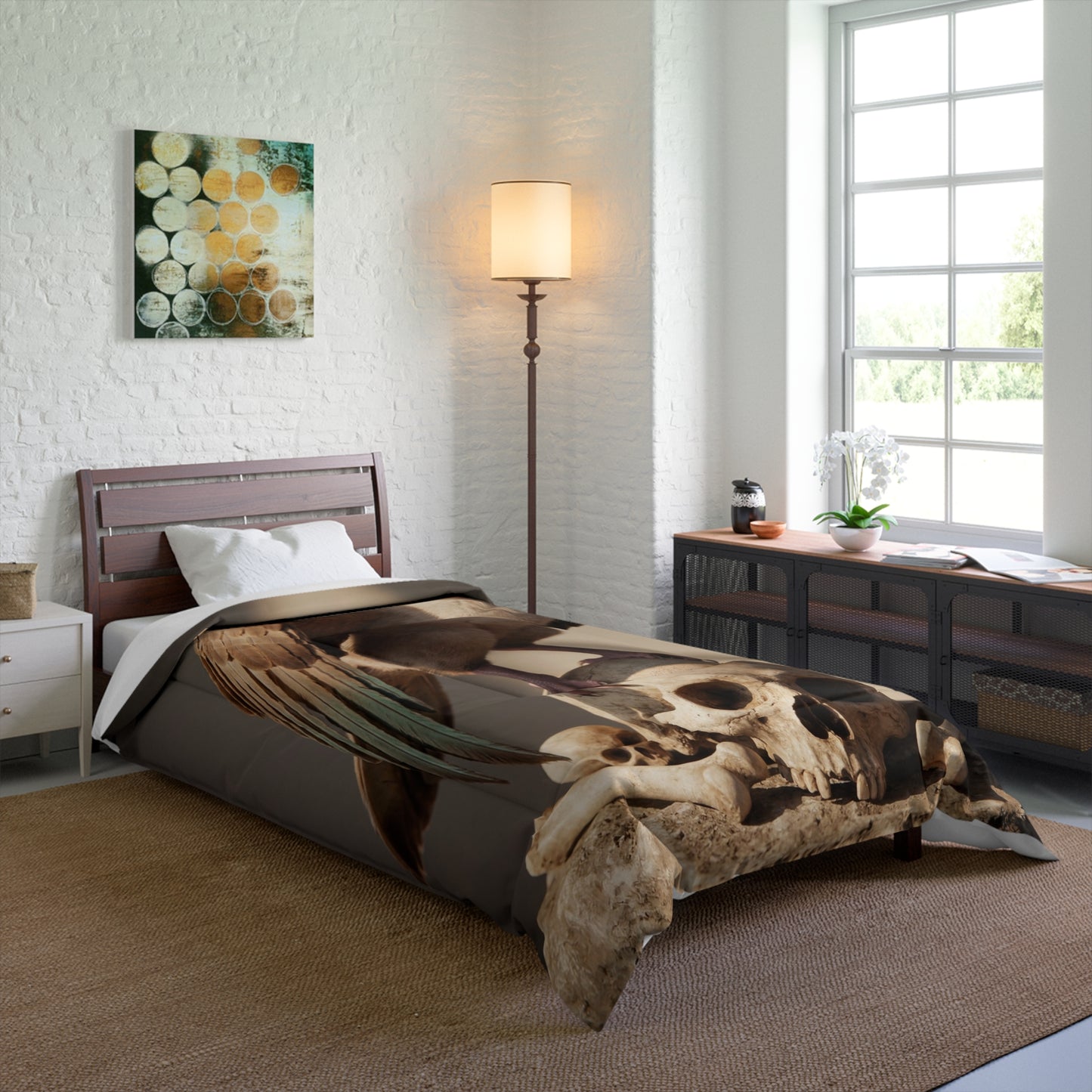 Winged Siamese Cat Comforter – Sunlit Bone Throne Dreamscape