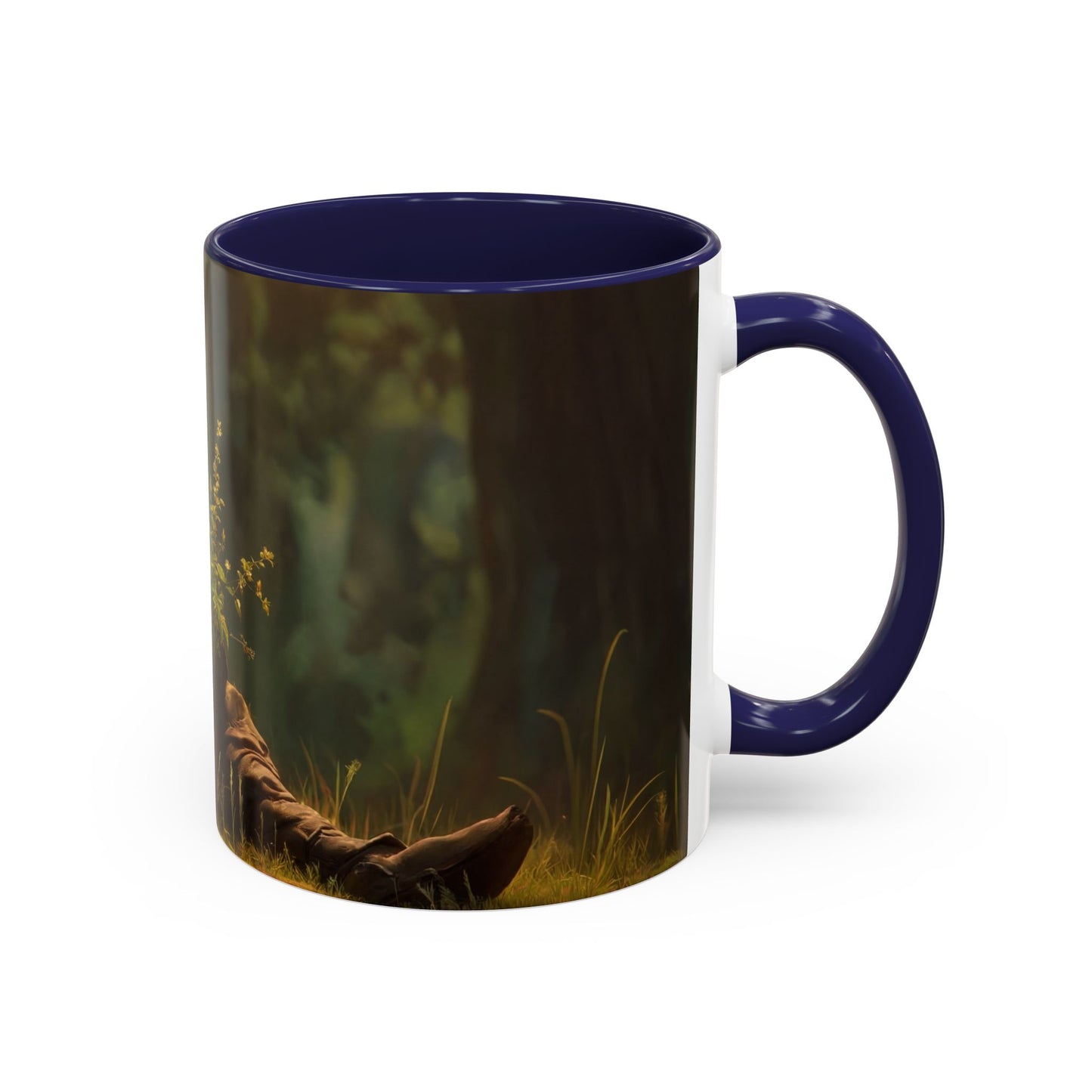 Forest Sentinel Accent Coffee Mug (11, 15oz) – Luminescent Guardian in Dappled Light