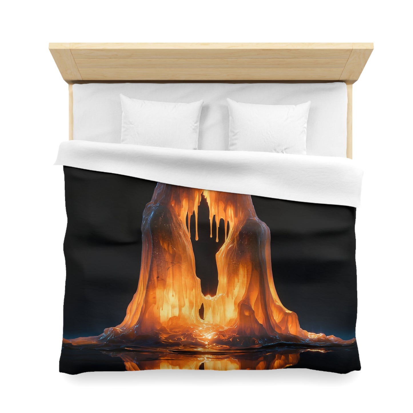 Melting Candle Sentinel Duvet Cover – Warm Glow Against Midnight Depths