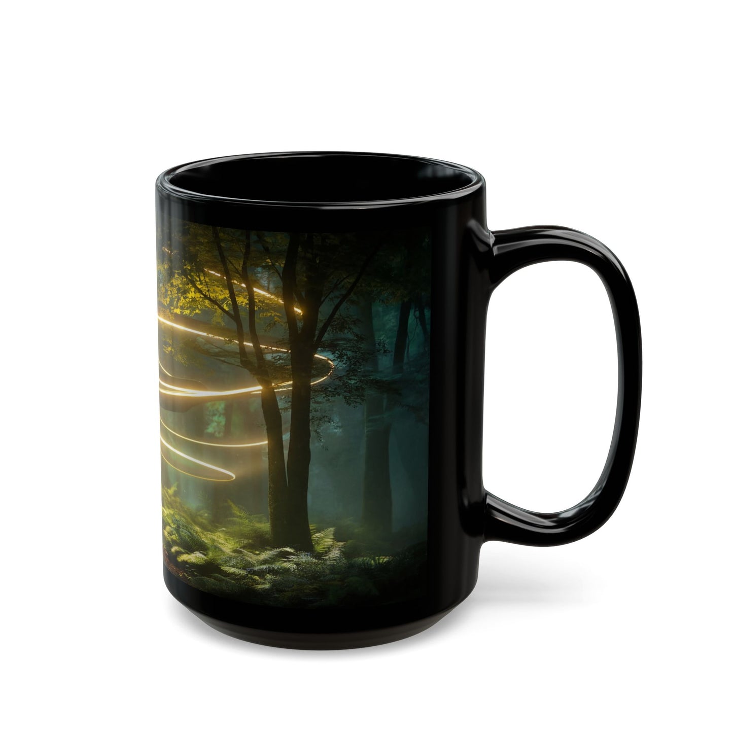 Celestial Spiral Forest Mug – Warm Glow Amidst Ancient Trees