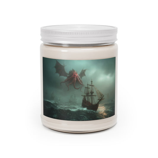 Leviathan’s Wrath Scented Soy Candles with White Lid, 9oz – Storm-Soaked Seascape