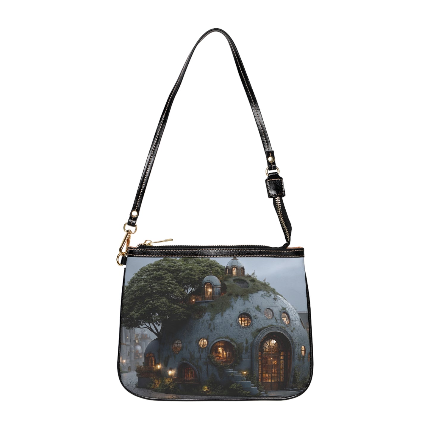 Treehouse Dome Small Shoulder Bag – Moss-Covered Twilight Haven