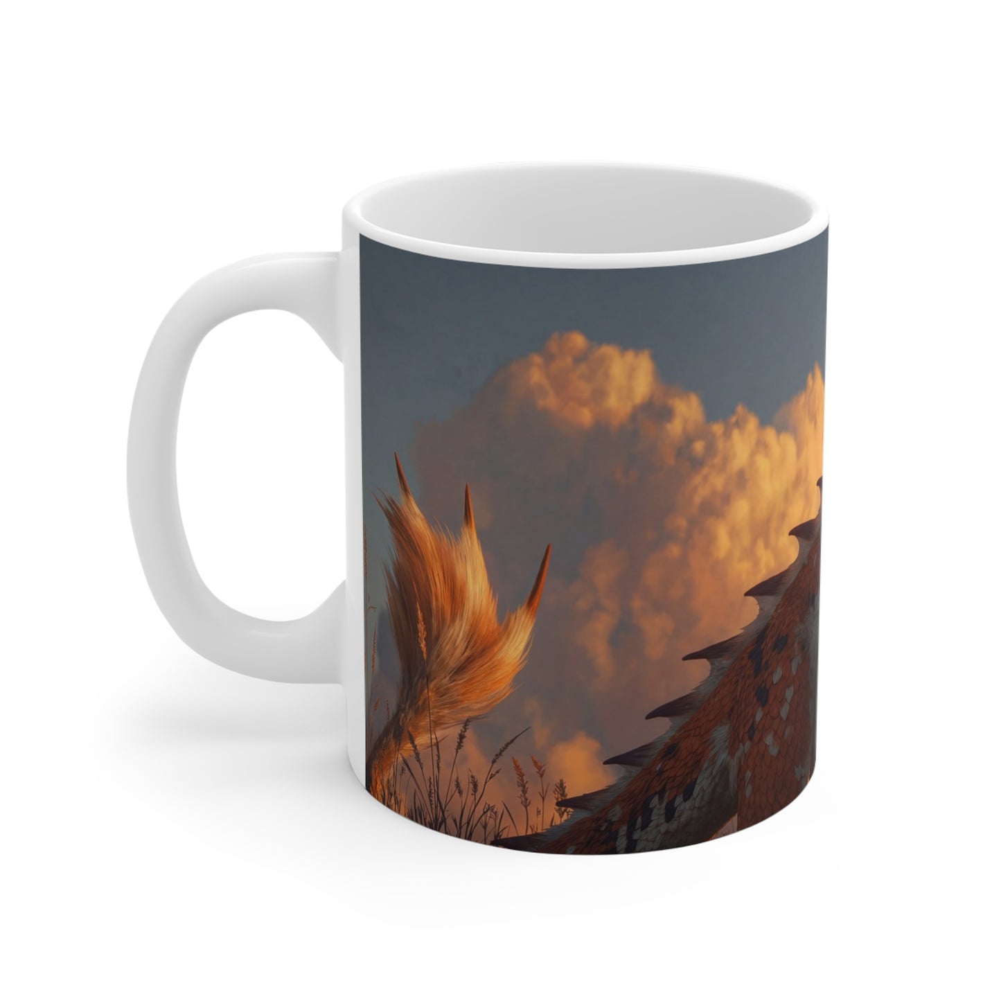 Sunset Dragon Ceramic Mugs (11oz\15oz\20oz) – Warm Glow Guardian