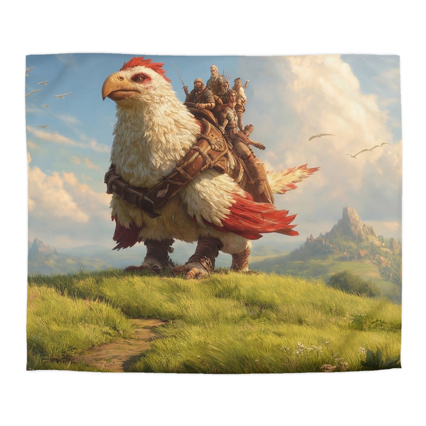 Skybound Hawk Riders Microfiber Duvet Cover – Sunlit Summit Adventure