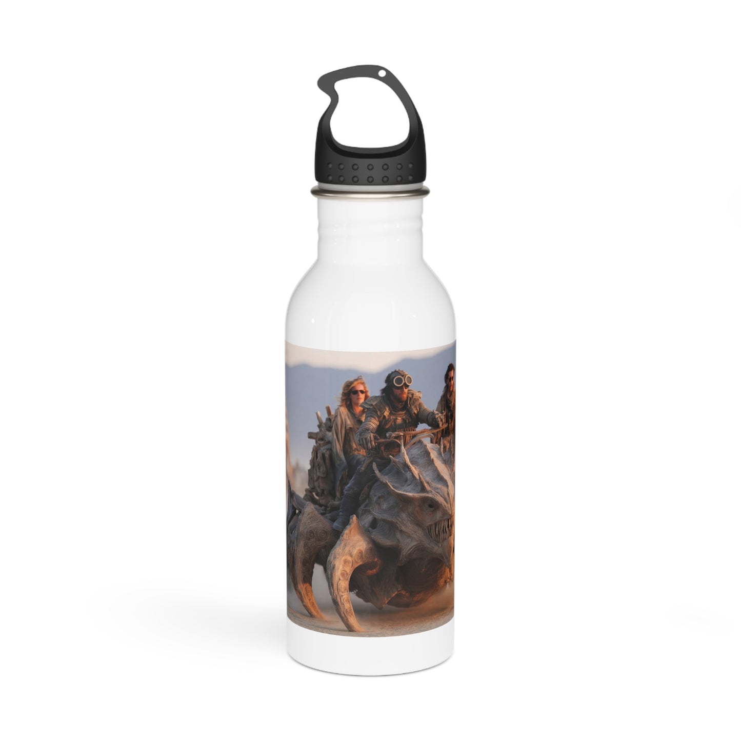 Desert Drifters Stainless Steel Water Bottle – Dusty Sandworm Ride at Sunset