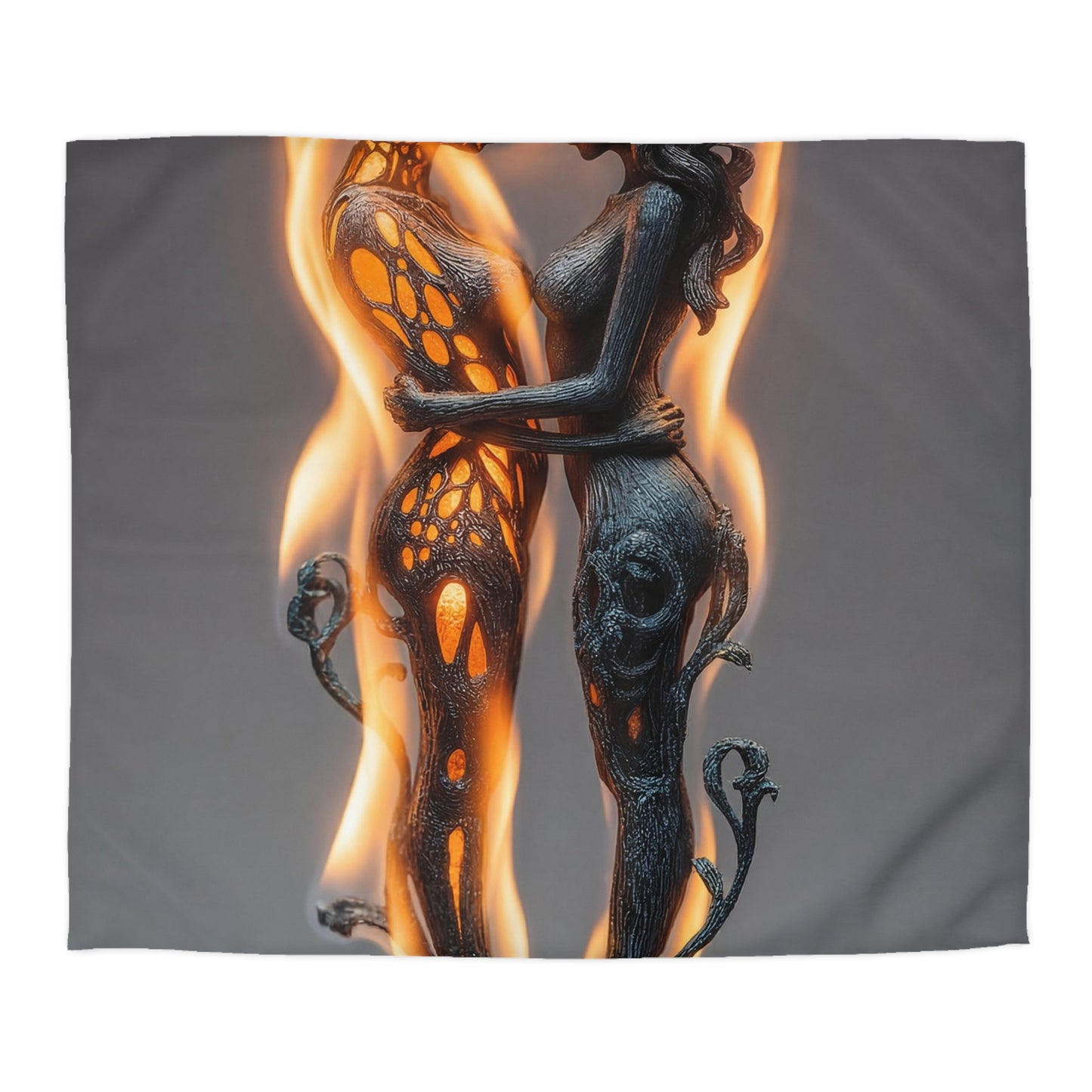 Flame-Woven Couple Microfiber Duvet Cover – Embers of Intimate Surrender