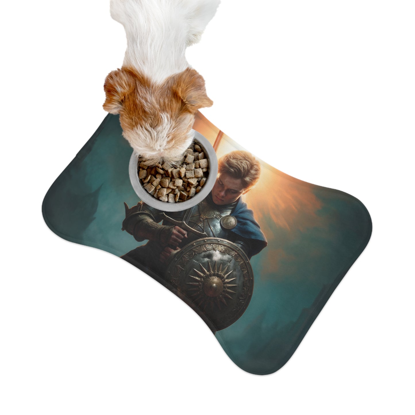 Dawn-Bringer Knight Pet Feeding Mats – Radiant Armor and Sunburst Glow