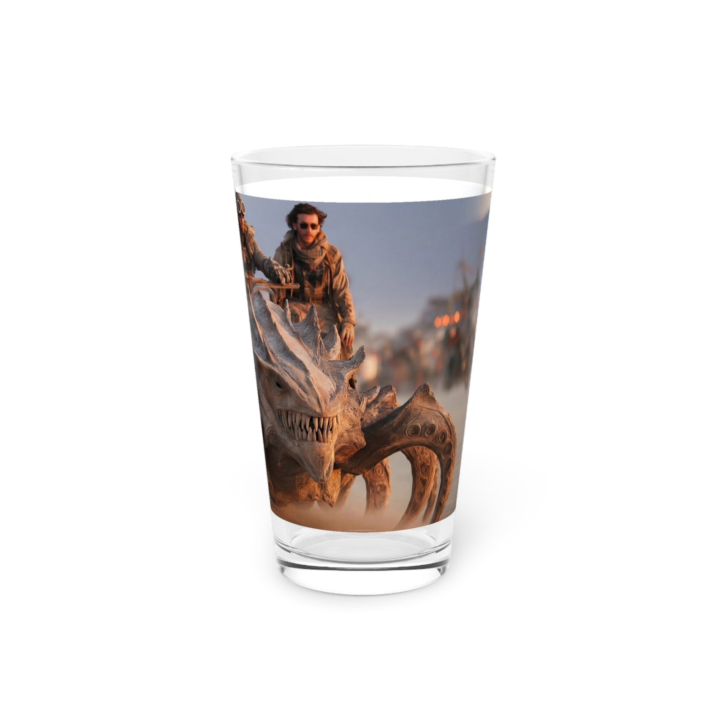 Desert Nomad Chariot Pint Glass – Sunset Ride Through Dusty Wastes