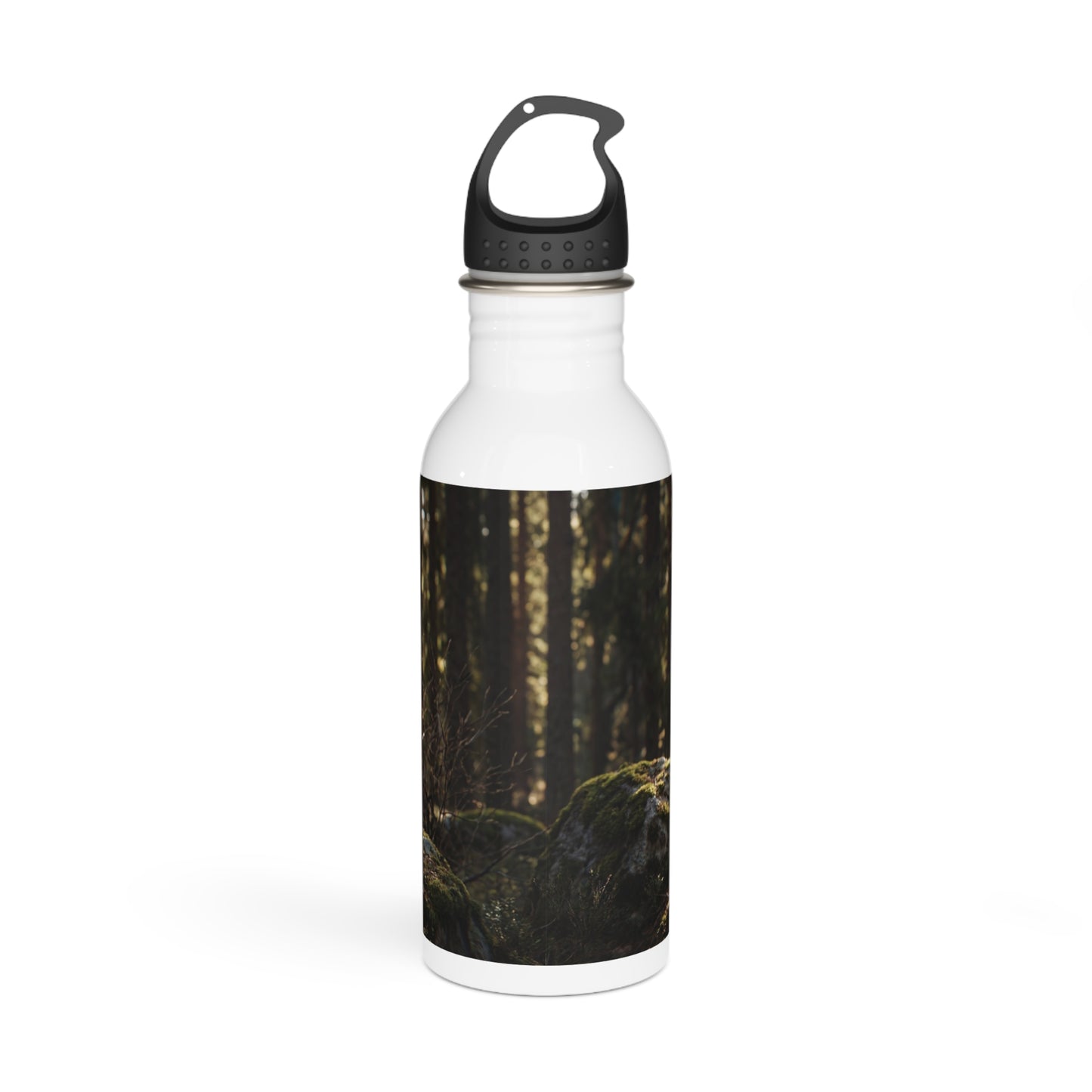 Winged Wolf in Sunlit Forest Stainless Steel Water Bottle – Guardian of the Mossy Glade