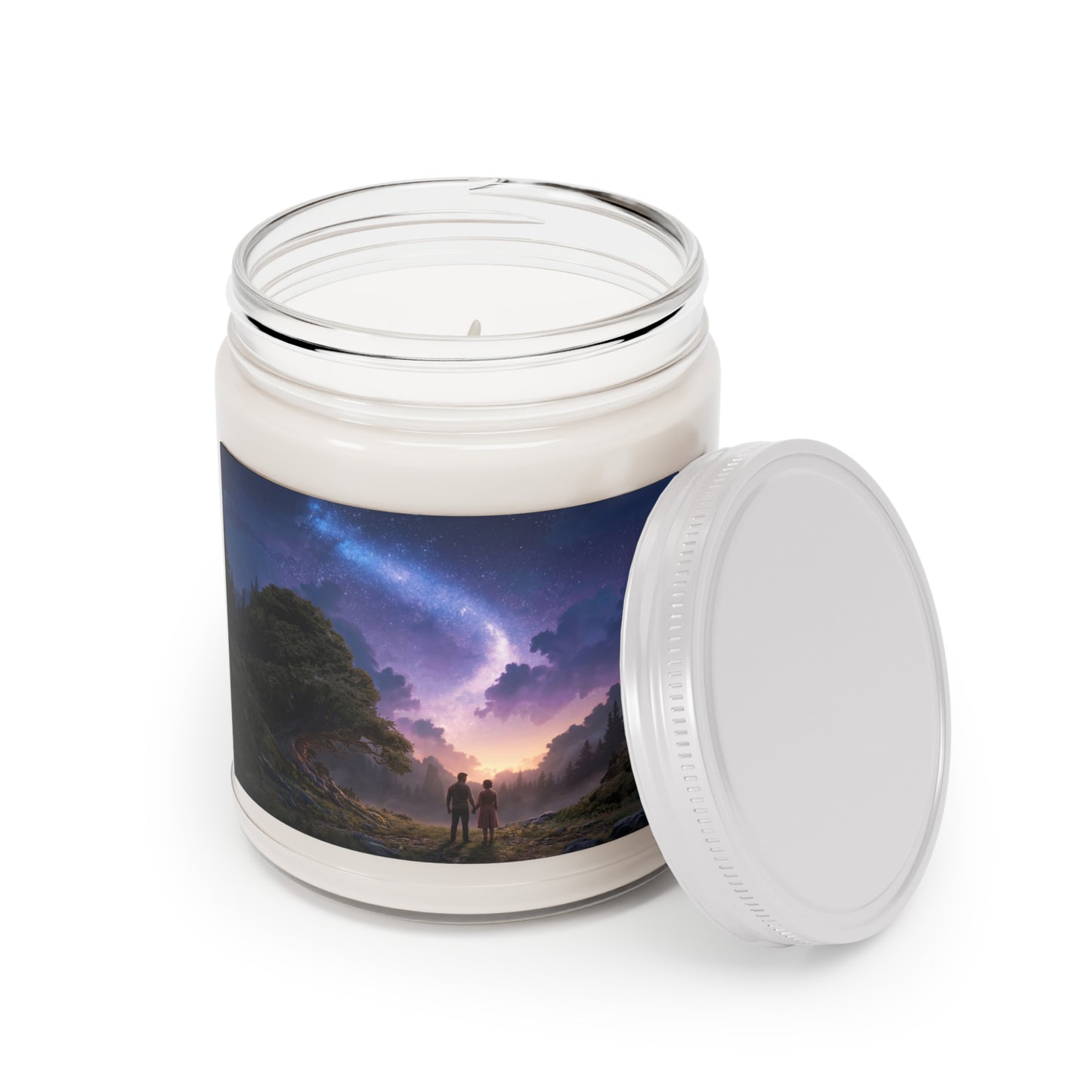 Starlit Meadow Lovers Scented Soy Candles with White Lid, 9oz – Whisper of Twilight’s Embrace