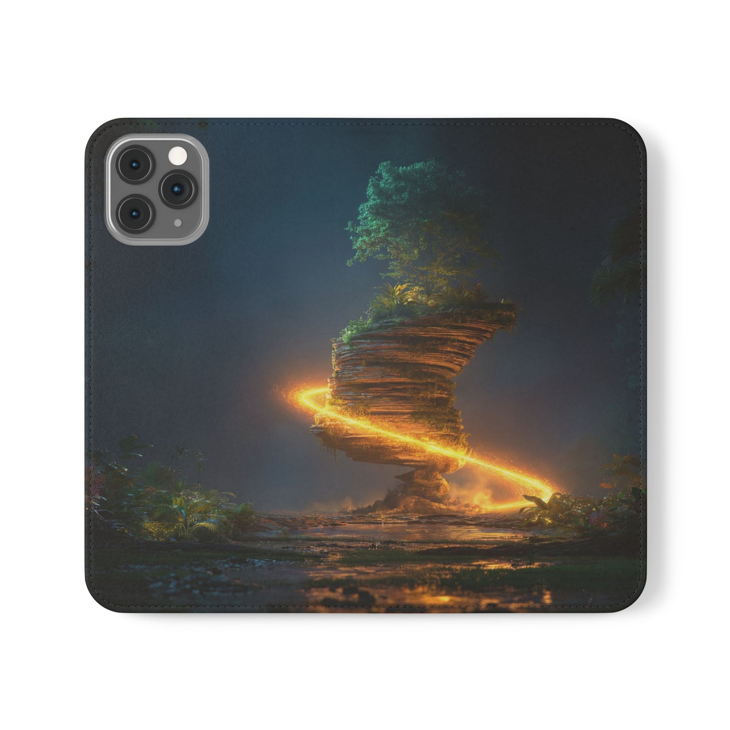Luminous Floating Island Flip Cases – Amber Twilight Sanctuary