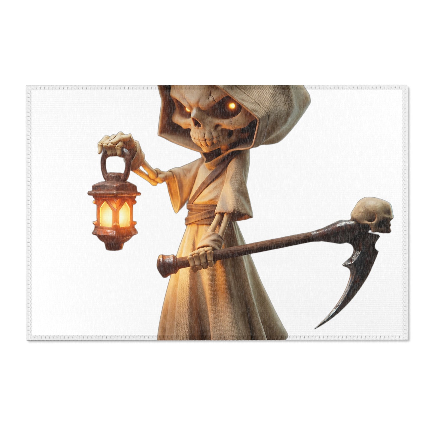 Lantern-Bearing Sentinel Area Rugs – Hooded Grim Reaper Guardian Floor Cover