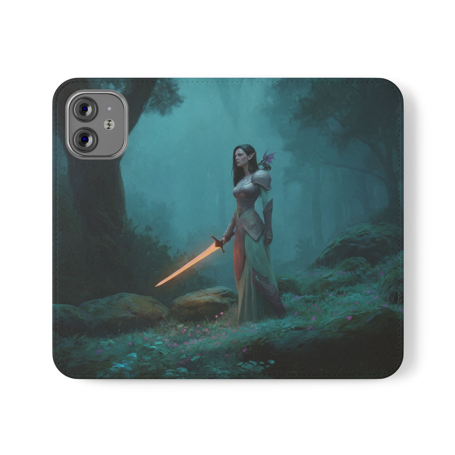 Forest Guardian Flip Cases – Elven Sentinel with Glowing Blade
