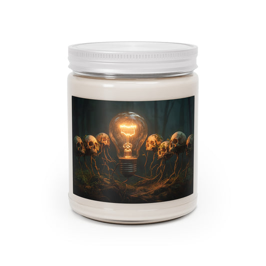 Illuminated Idea Bulb Scented Soy Candles with White Lid, 9oz – Warmth in the Whispering Woods