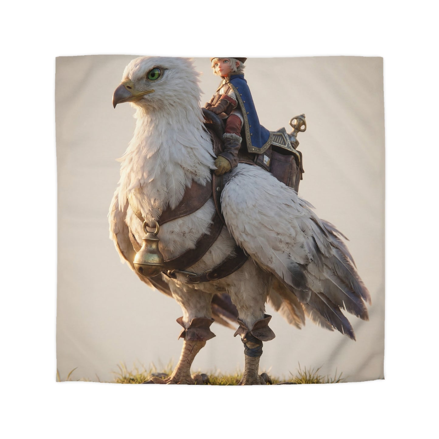 White Hawk Rider Microfiber Duvet Cover – Sunset Skybound Companion