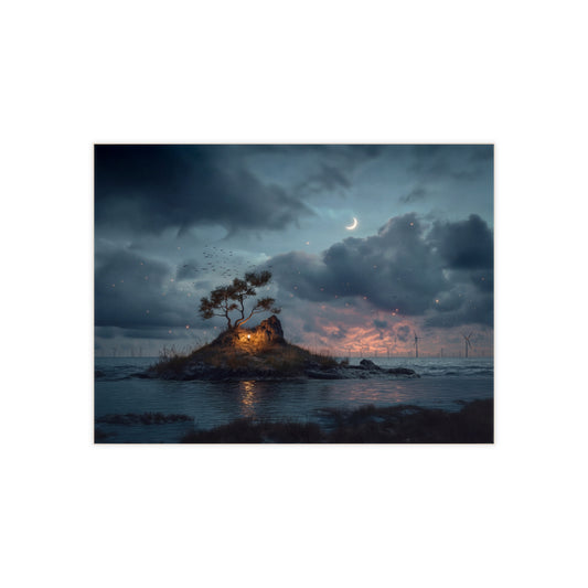Moonlit Isle Lantern Ceramic Photo Tile – Whispers of the Twilight Shore