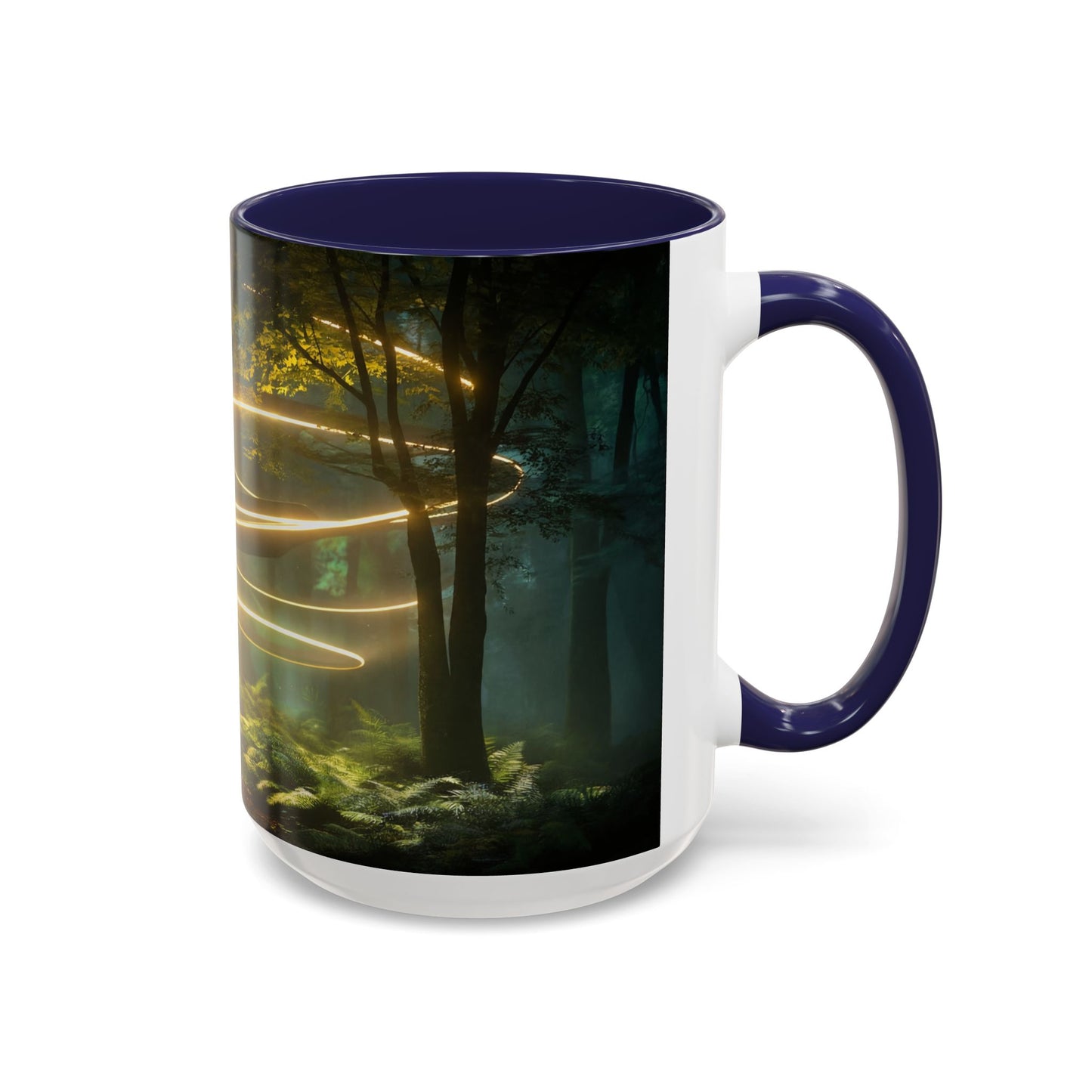 Spiral Light Forest Accent Coffee Mug (11, 15oz) – Ethereal Golden Rings