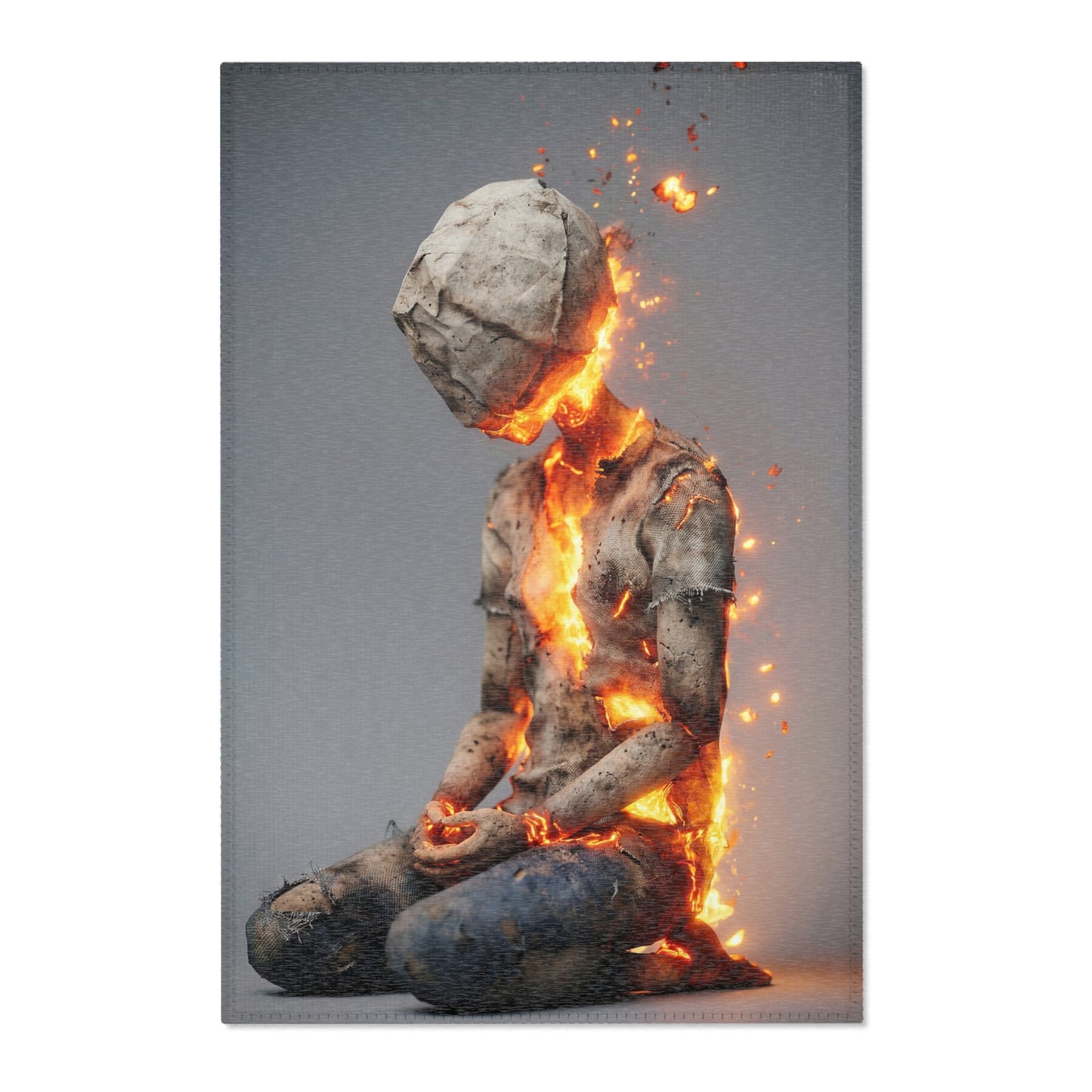 Fiery Awakening Area Rug – Crumpled Paper Soul in Blaze