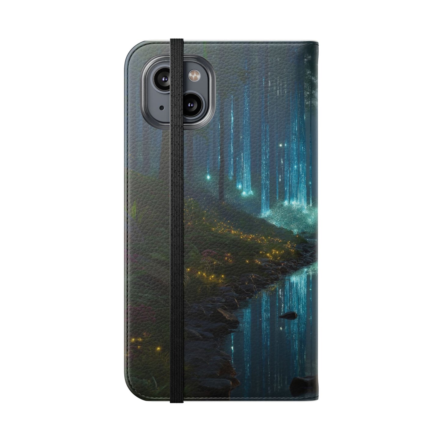 Bioluminescent Forest Flip Cases – Cyan Lightfall Stream Cover