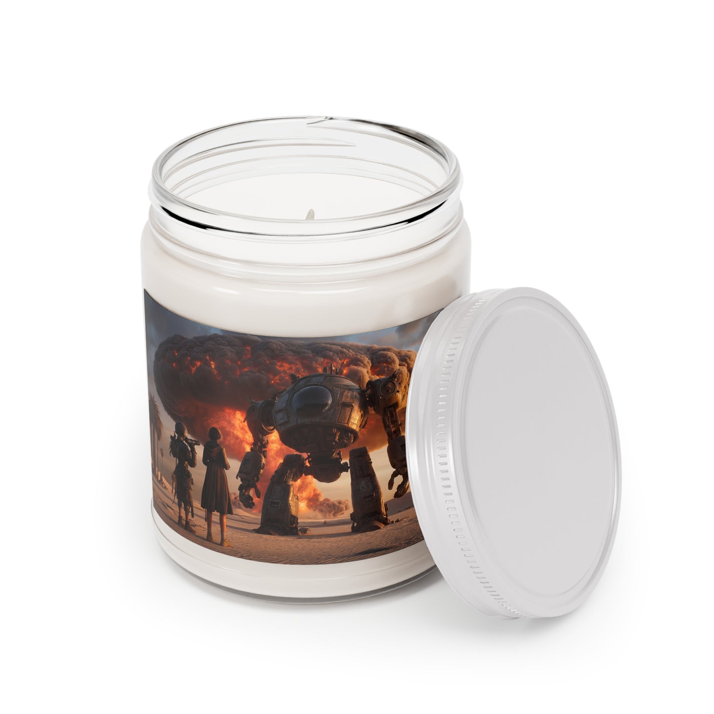 Titan’s Ember Scented Soy Candles with White Lid, 9oz – Witness the Dawn of War