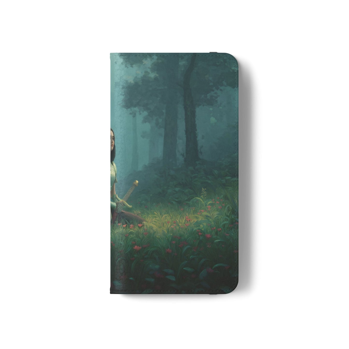 Woodland Sentinel Flip Cases – Green Knight in Misty Grove