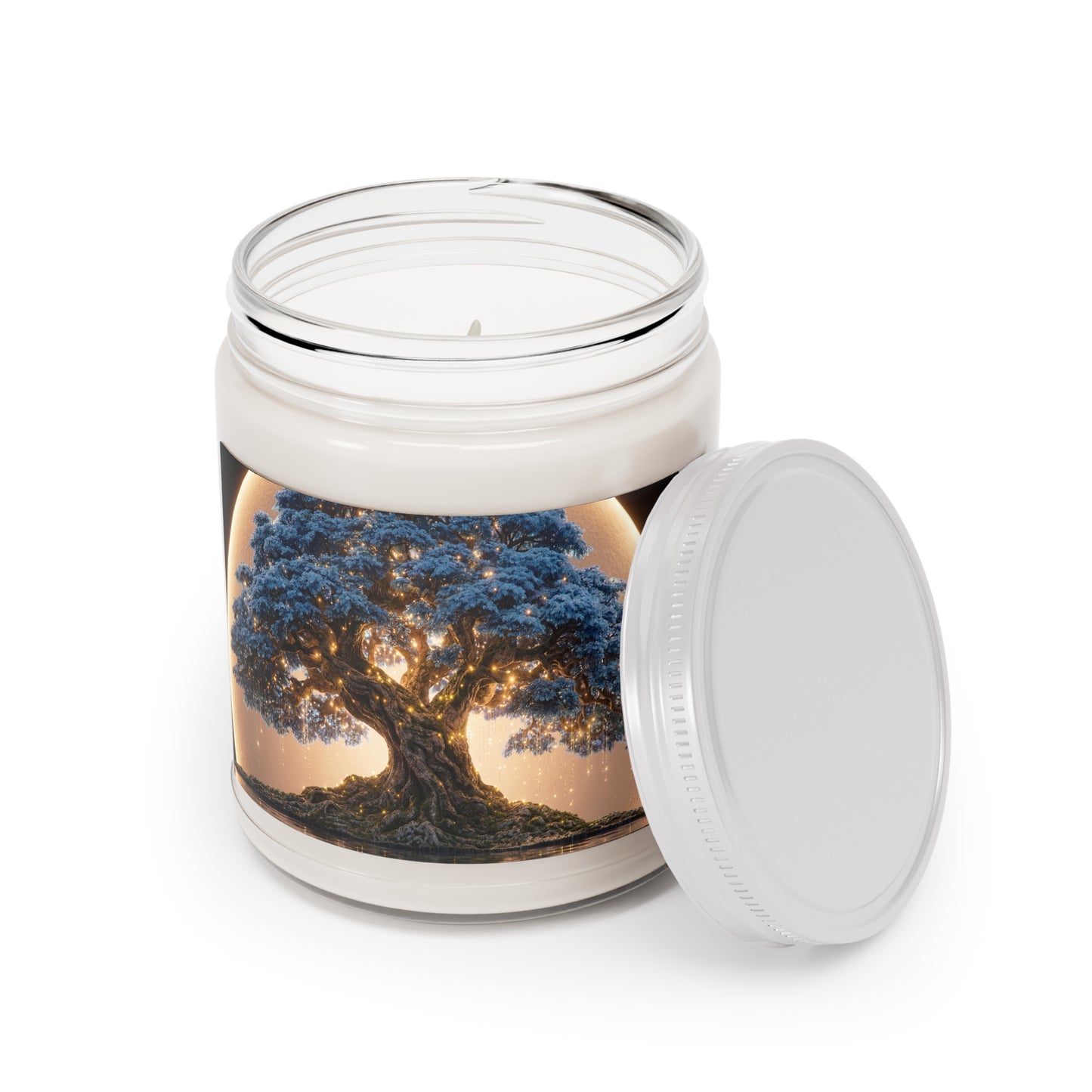 Moonlit Oracle Tree Scented Soy Candles with White Lid, 9oz – Whispering Wisdom Under the Glow