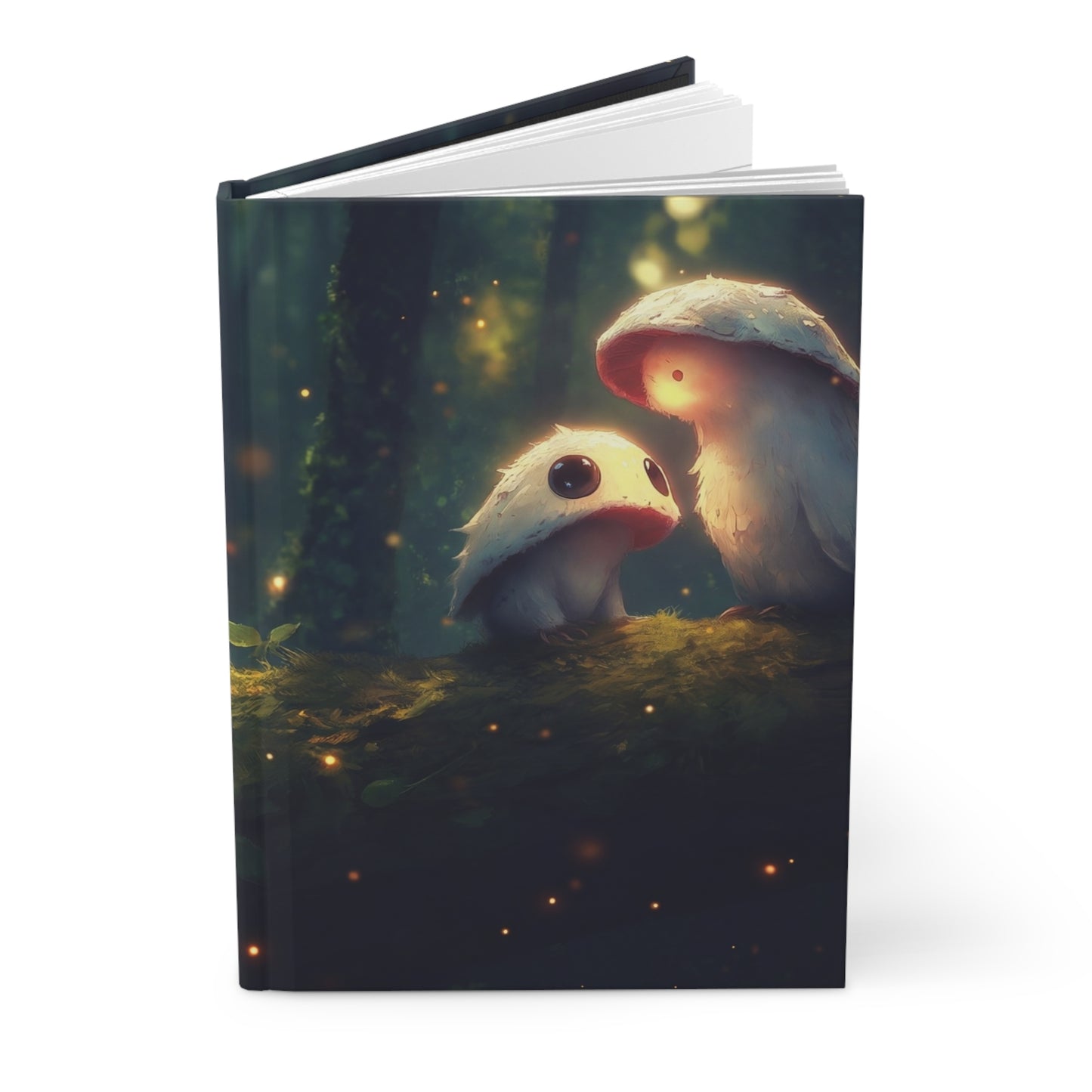 Whispering Mushroom Friends Hardcover Journal Matte – Glow-Filled Twilight Grove
